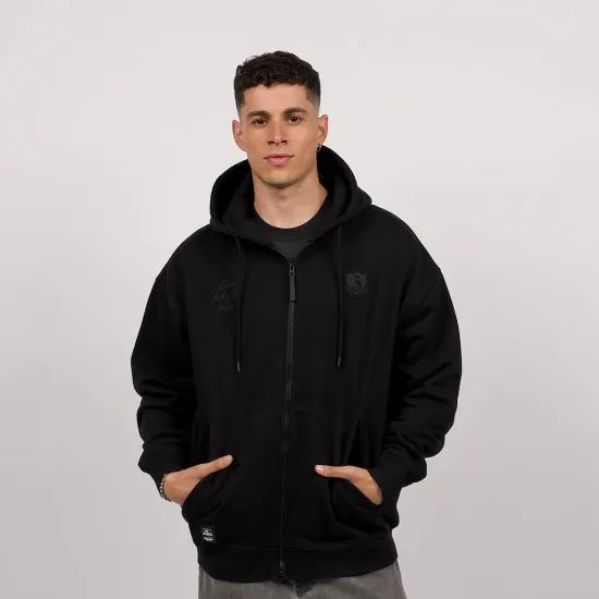 Polerón Hombre Full Zip Negro Colo Colo Urbano