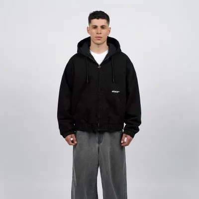 Polerón Hombre Negro Cierre Capucha Básico Whatup