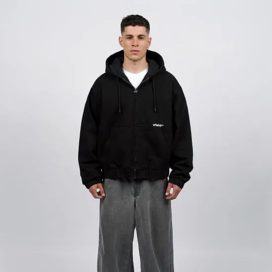 Polerón Hombre Negro Cierre Capucha Básico Whatup