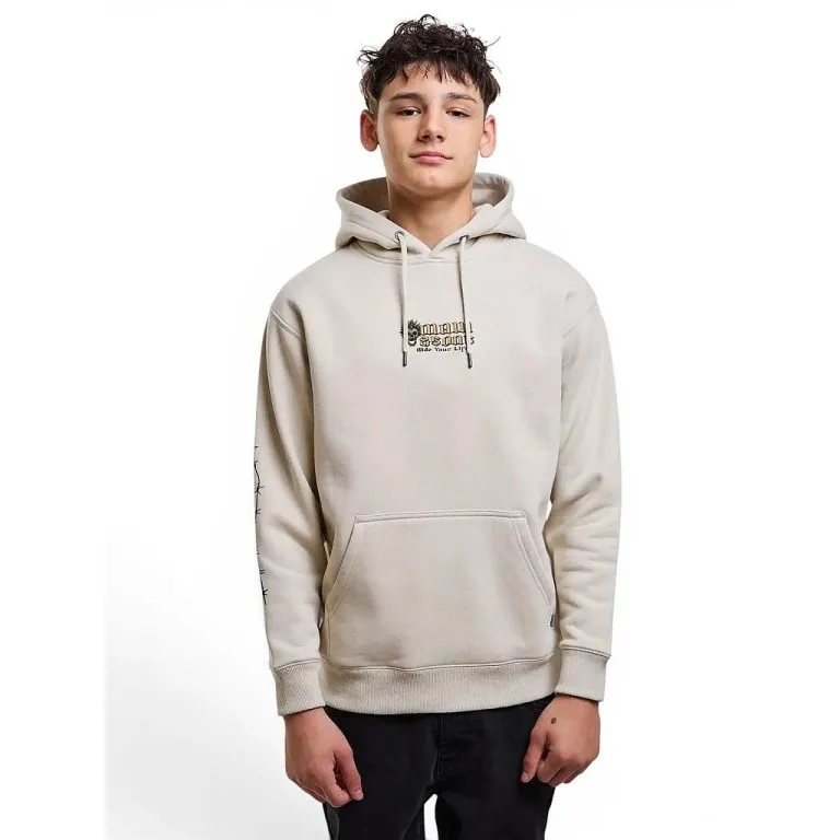 Poleron Juvenil Canguro Skull Ride Beige Maui