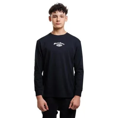 Polera Juvenil Manga Larga Print Negro Maui