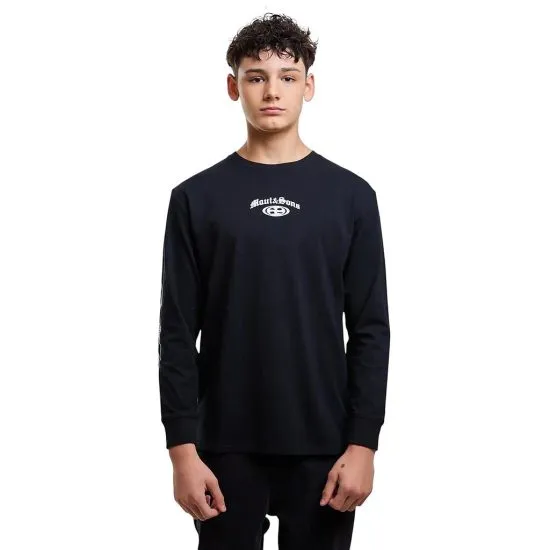 Polera Juvenil Manga Larga Print Negro Maui