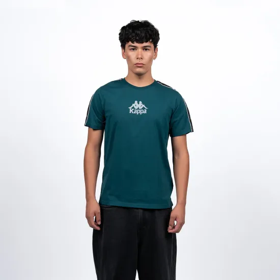 Polera Hombre Verde Logo Front White Kappa
