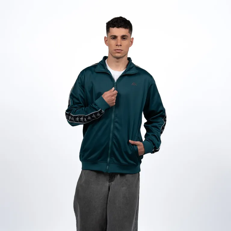 Polerón Hombre Kappa Full Zipper Verde Banda