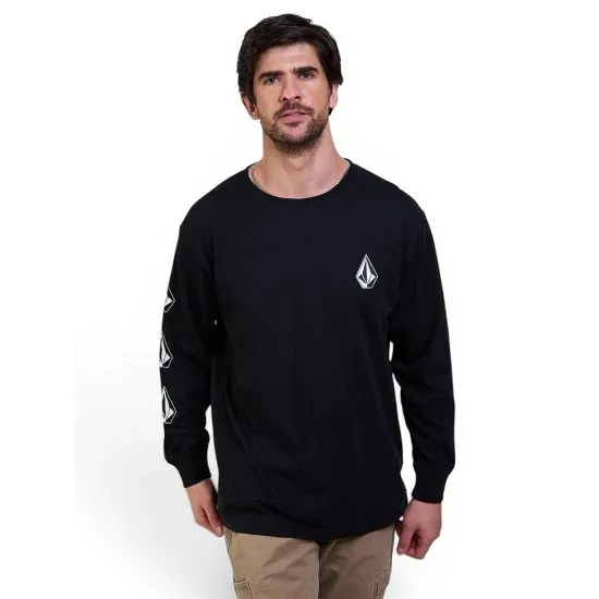 Polera Hombre Manga Larga Stone Negro Volcom