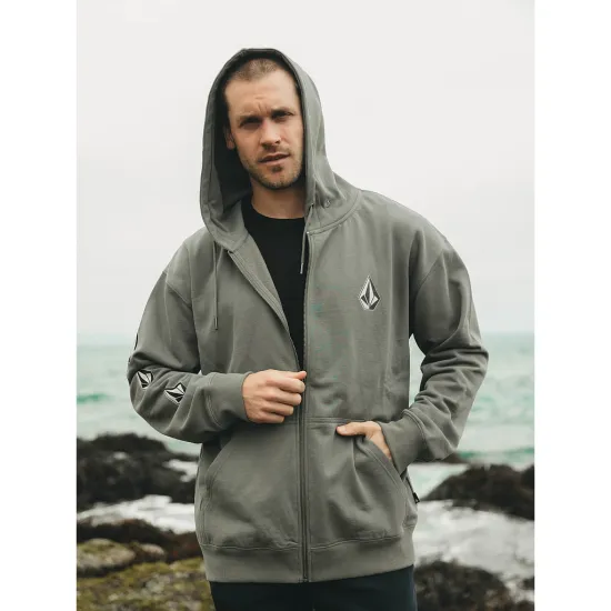 Poleron Hombre Full Zipper Softlayer Verde Volcom