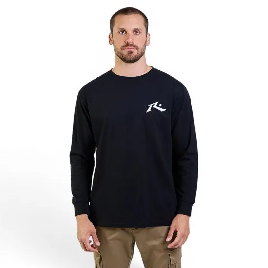 Polera Manga Larga R Logo Negro Hombre Rusty