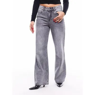 Jeans Wide Leg Full Brillantes en el Delantero JJO