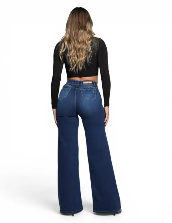 Jeans Mujer Cintura Palazzo 4236 Azul Mohicano - Imagen 2