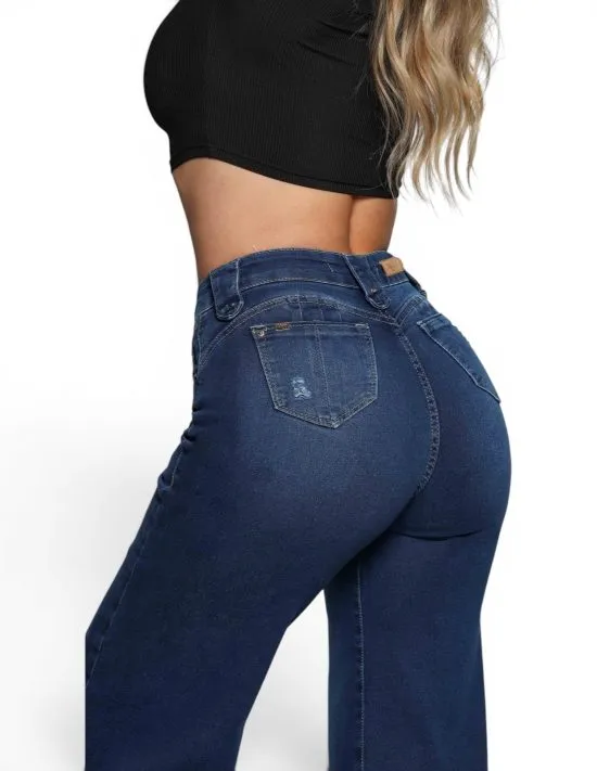 Jeans Mujer Cintura Palazzo 4236 Azul Mohicano - Imagen 3