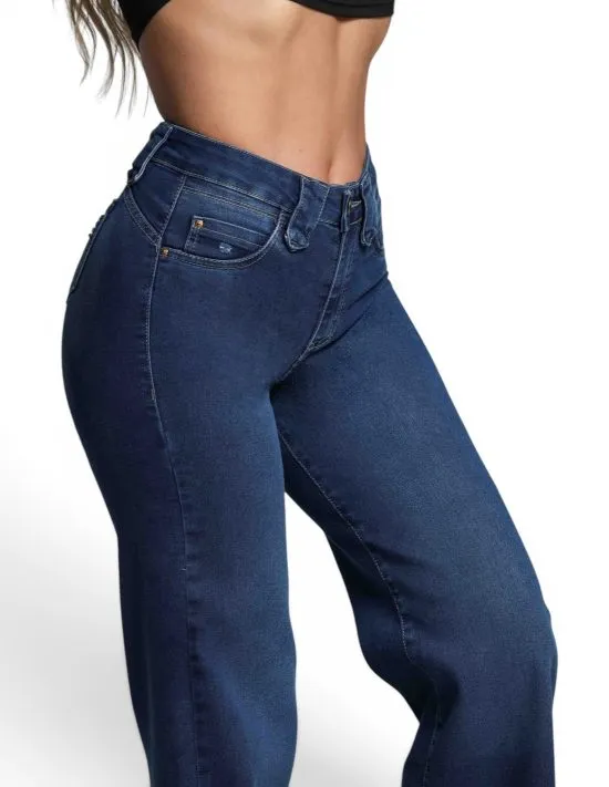 Jeans Mujer Cintura Palazzo 4236 Azul Mohicano - Imagen 4