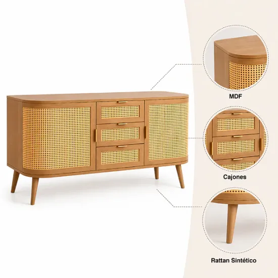 Rack de TV Siena Rattan Natural Klik - Imagen 5