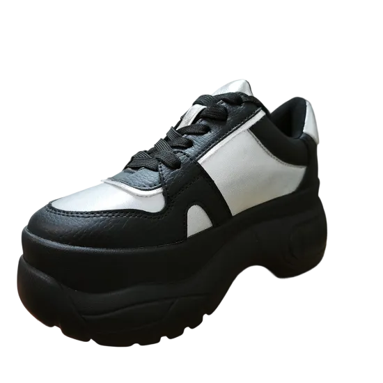 Zapatilla Mujer Chunky Plataforma Negro Plata Poeme - Imagen 3