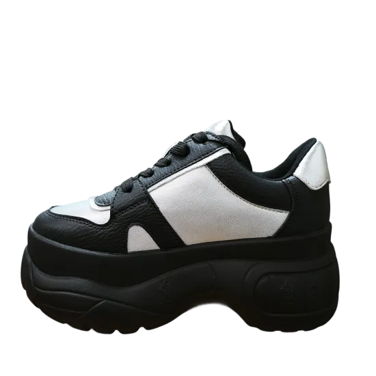 Zapatilla Mujer Chunky Plataforma Negro Plata Poeme - Imagen 4