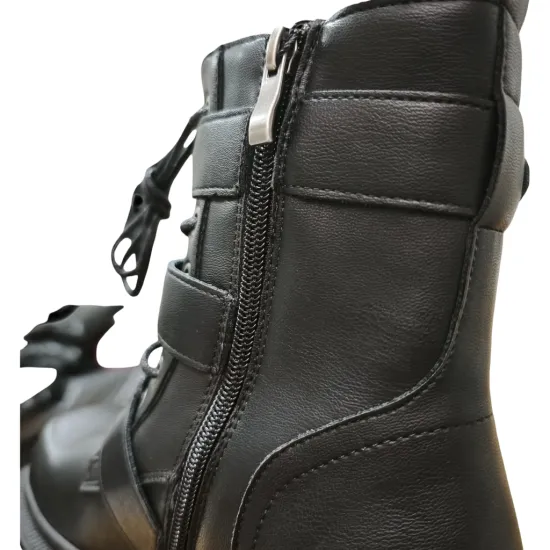 Botín Biker Negro Mujer con Hebillas Poeme - Imagen 8