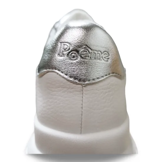 Zapatilla Urbana Plataforma Blanco Plata Mujer Poeme - Imagen 2