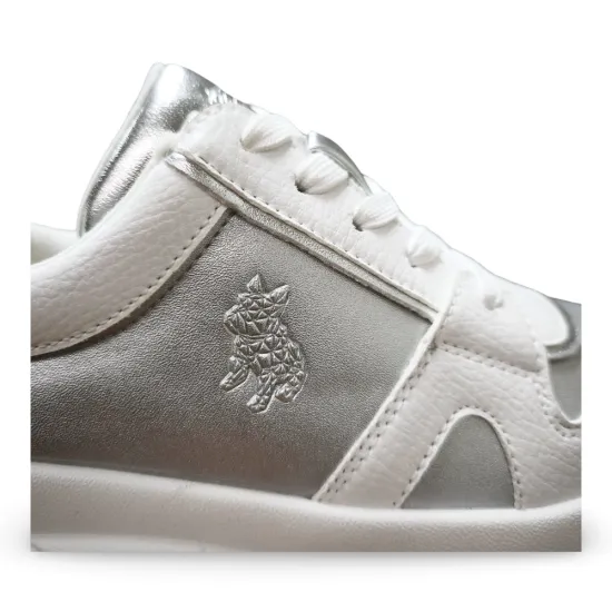 Zapatilla Urbana Plataforma Blanco Plata Mujer Poeme - Imagen 3