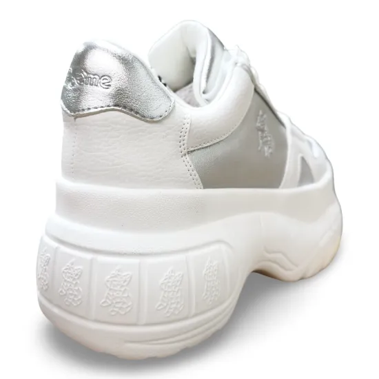 Zapatilla Urbana Plataforma Blanco Plata Mujer Poeme - Imagen 5