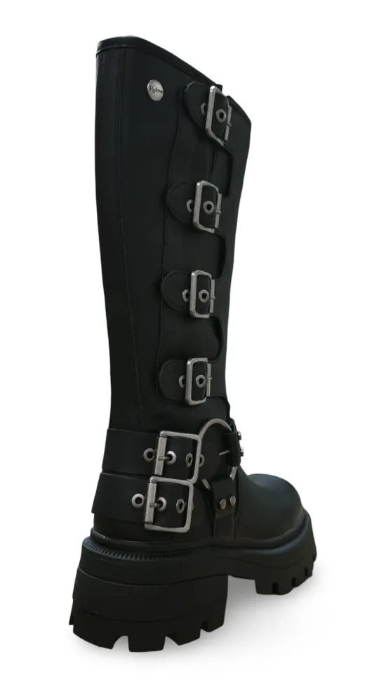 Bota Urbana Ecocuero Negro 4 Hebillas Mujer Poeme - Imagen 2