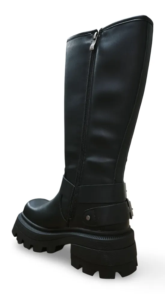 Bota Urbana Ecocuero Negro 4 Hebillas Mujer Poeme - Imagen 6
