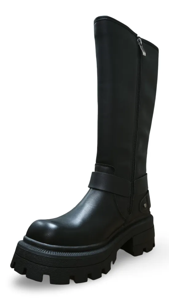 Bota Urbana Ecocuero Negro 4 Hebillas Mujer Poeme - Imagen 7