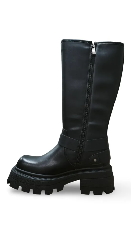 Bota Urbana Ecocuero Negro 4 Hebillas Mujer Poeme - Imagen 8
