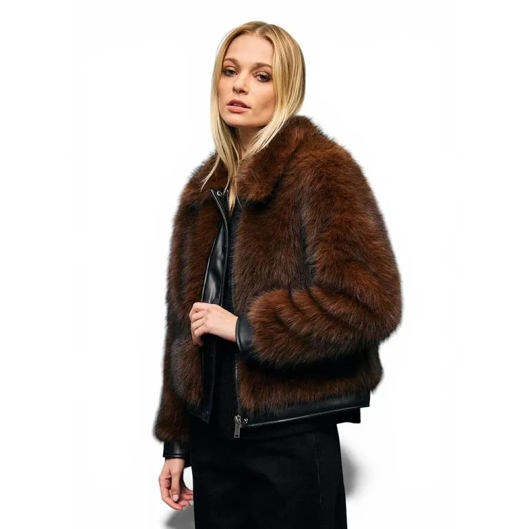 Chaqueta Peludo Crop Cafe Oscuro Foster