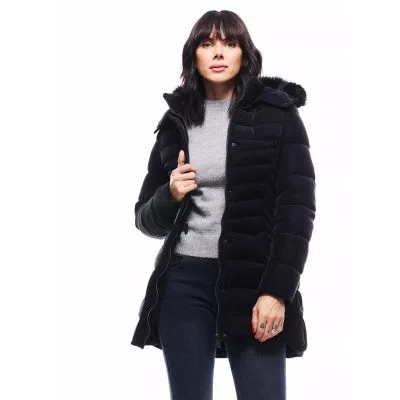 Parka Midi Efecto Piel con Gorro Desmontable JJO