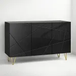 Buffet Moderno LuxLine Negro Patas Doradas KLIK