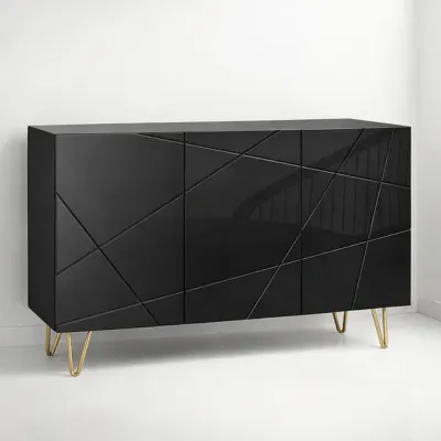 Buffet Moderno LuxLine Negro Patas Doradas KLIK