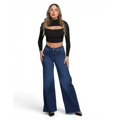 Jeans Mujer Cintura Palazzo 4236 Azul Mohicano