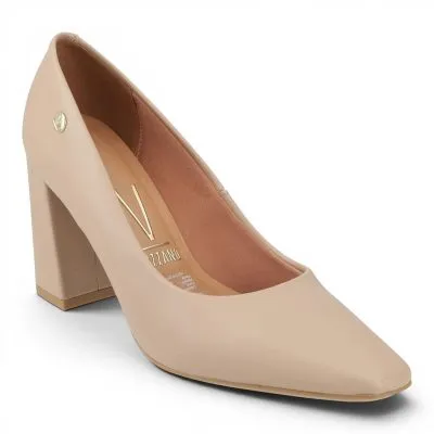 Zapato Mujer Pelica Beige Taco Bloque Alto Vizzano