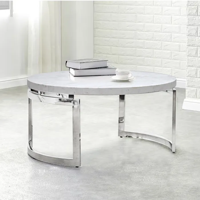 Mesa Centro Circular Marmol White Msa