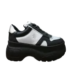 Zapatilla Mujer Chunky Plataforma Negro Plata Poeme