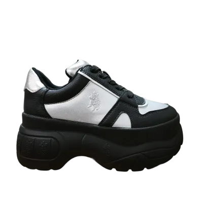 Zapatilla Mujer Chunky Plataforma Negro Plata Poeme