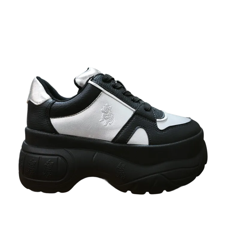 Zapatilla Mujer Chunky Plataforma Negro Plata Poeme