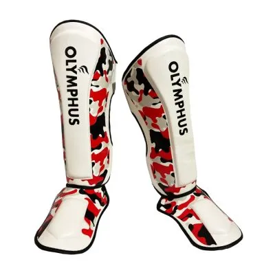 Canillera con Empeinera Pro Kickboxing Blanco Rojo Olymphus