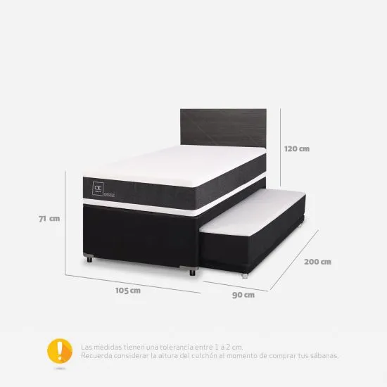 Cama Nido Diván Ortopedic + Respaldo Villarrica Gris Cic - Imagen 2