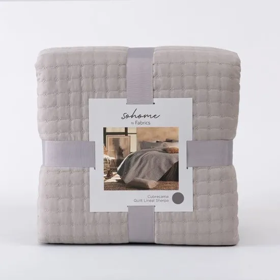 Cubrecama Quilt Lineal Sherpa King Taupe Fabrics - Imagen 4
