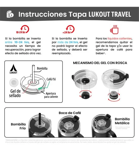 Vaso Térmico Lukout Travel 1200 ml Mug Acero Frío Y Calor Arena - Imagen 5