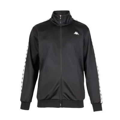 Poleron Full Zipper Hombre Black White Black Kappa