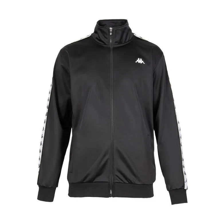 Poleron Full Zipper Hombre Black White Black Kappa