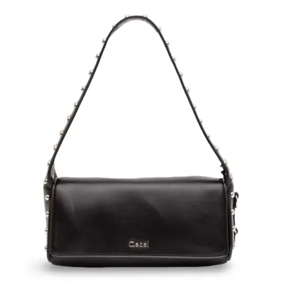 Cartera Oval Negra Tachas Decorativas Gacel