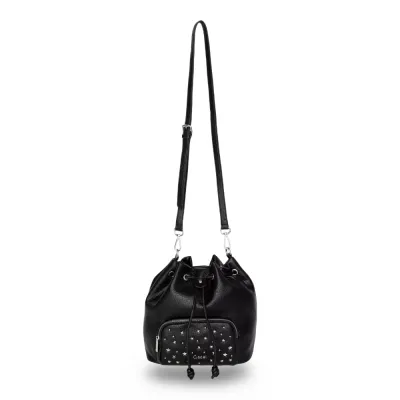 Cartera Bucket Negra Tachas Decorativas Gacel