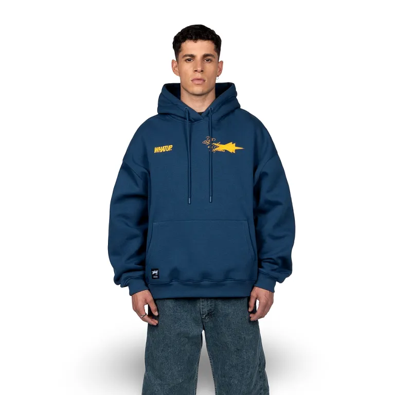 Polerón Hombre Oversize Azul Logo Estampado Whatup