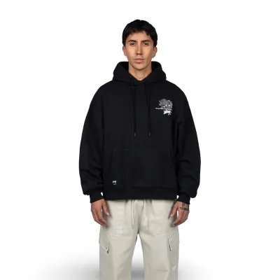 Polerón Hombre Oversize Negro Estampado Espalda Whatup