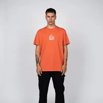 Polera Hombre Naranja Logo Reef Estampado
