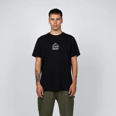 Polera Hombre Negra Logo Reef Estampado