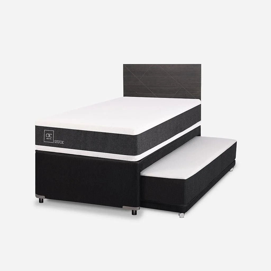 Cama Nido Diván Ortopedic + Respaldo Villarrica Gris Cic