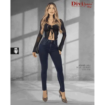 Jeans Mujer Skinny Tiro Alto Lali Blue Divi